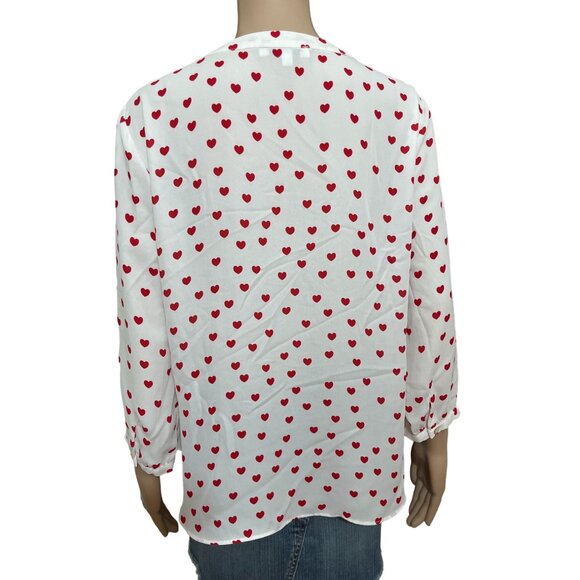 Rose And Olive White Red Heart Blouse Size M - Picture 3 of 3